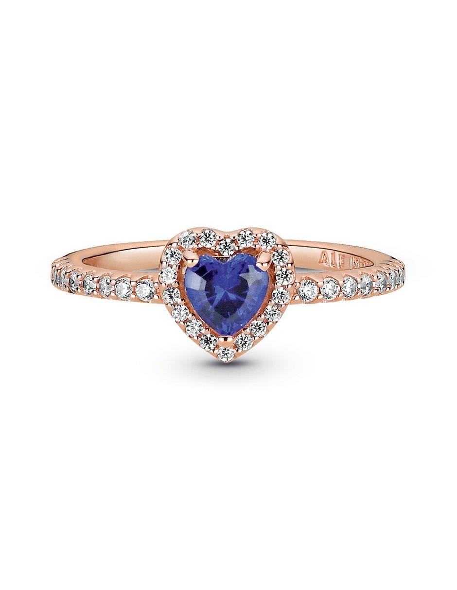 Anillo de corazón P 925 de plata zafiro pavé 5