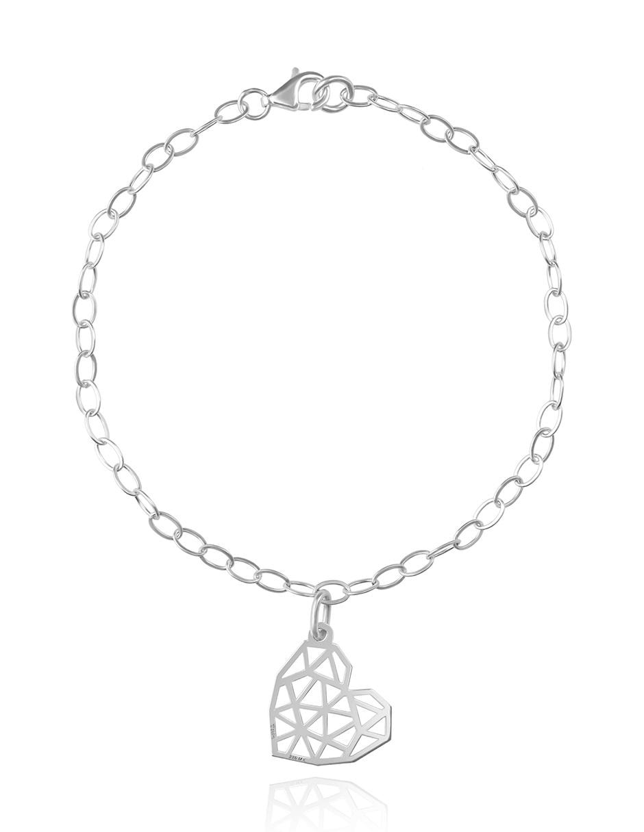 Pulsera de corazón de plata P 925 acabado pulido 1