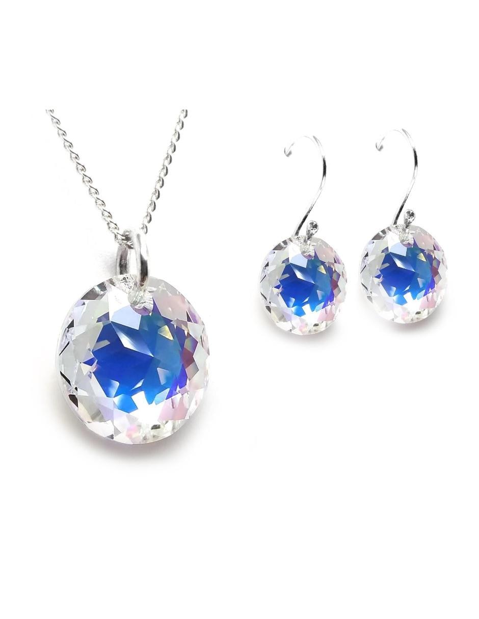 Aretes y collar p 925 cristal Aretes y collar p 925 cristal