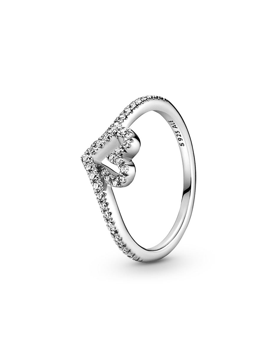 Anillo de corazón P 925 de plata diamante pavé