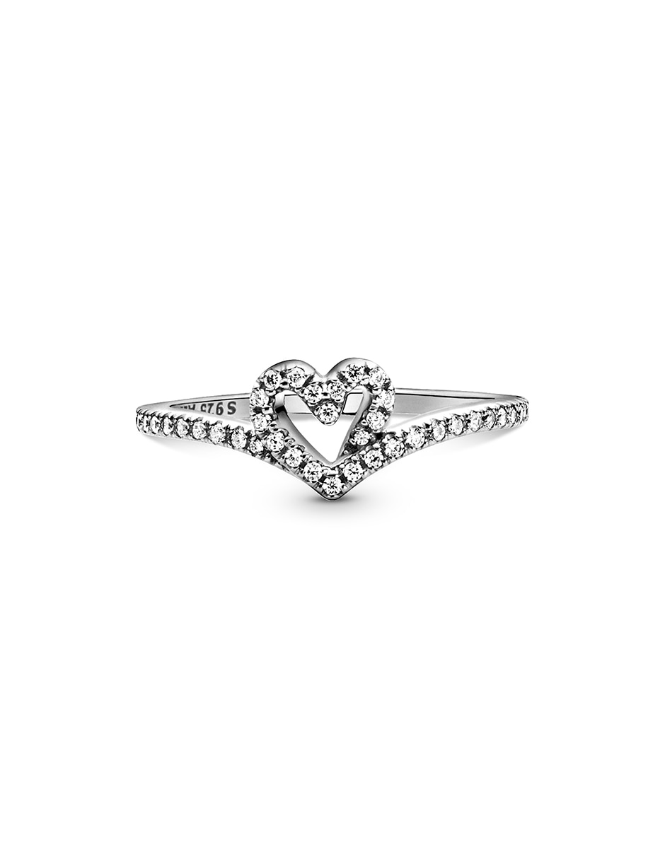 Anillo de corazón P 925 de plata diamante pavé 5