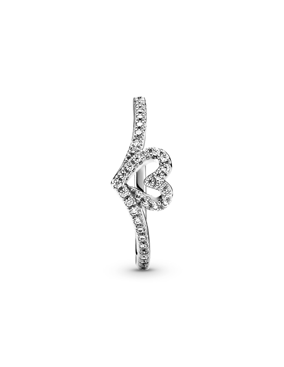 Anillo de corazón P 925 de plata diamante pavé