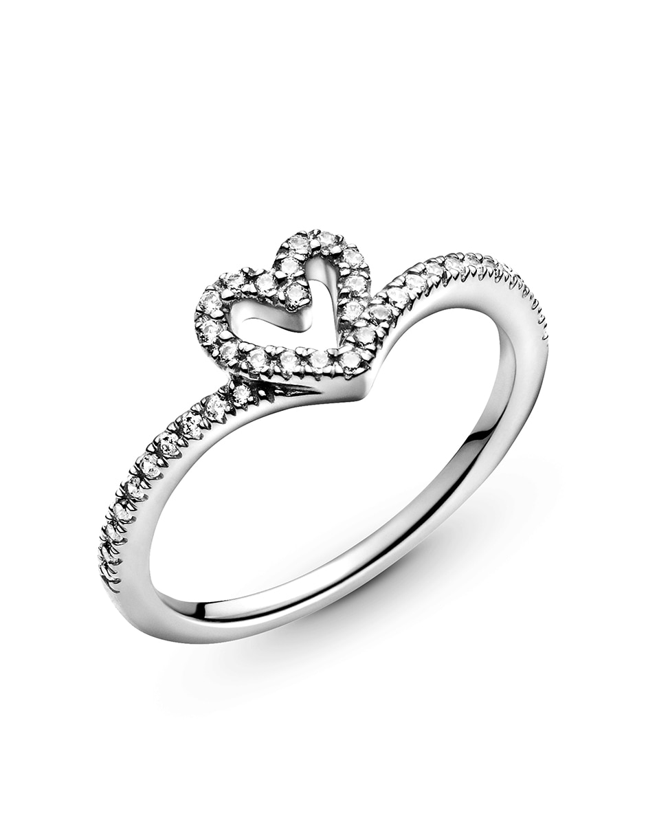 Anillo de corazón P 925 de plata diamante pavé