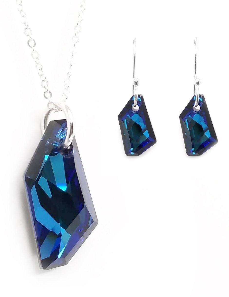 Aretes y collar p 925 cristal