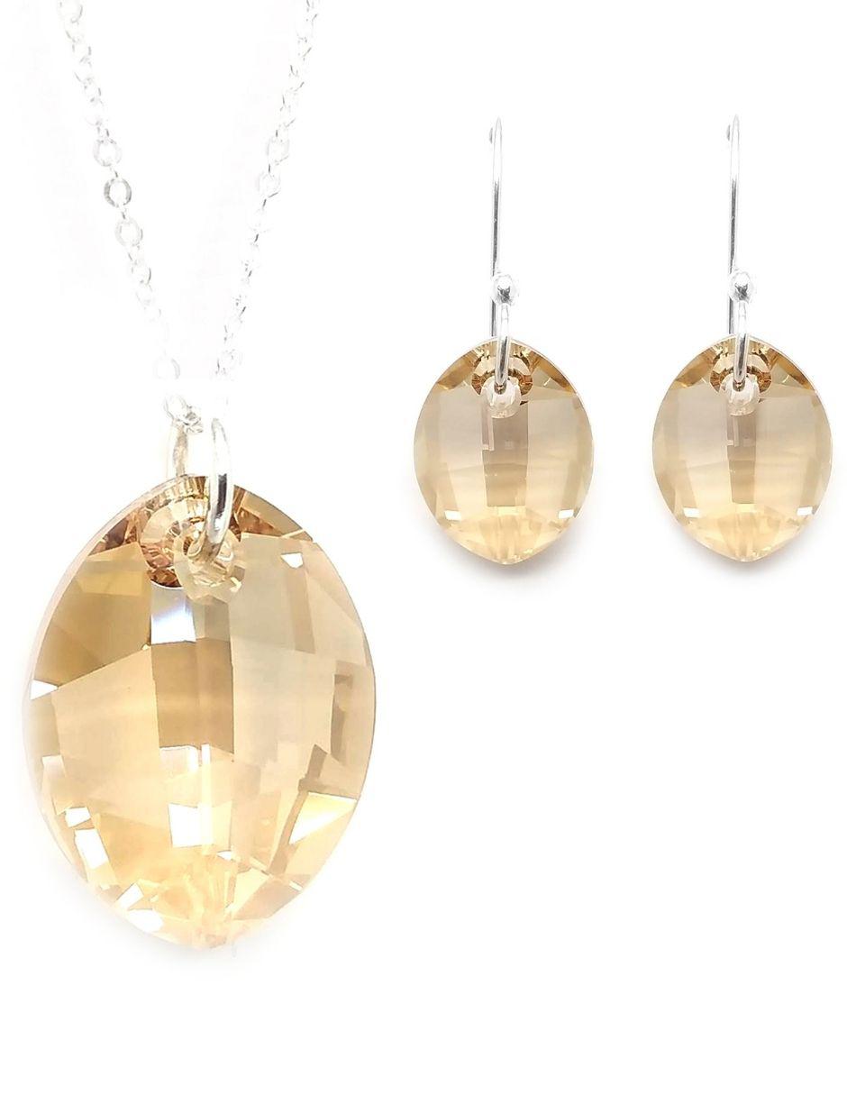 Aretes y collar p 925 cristal