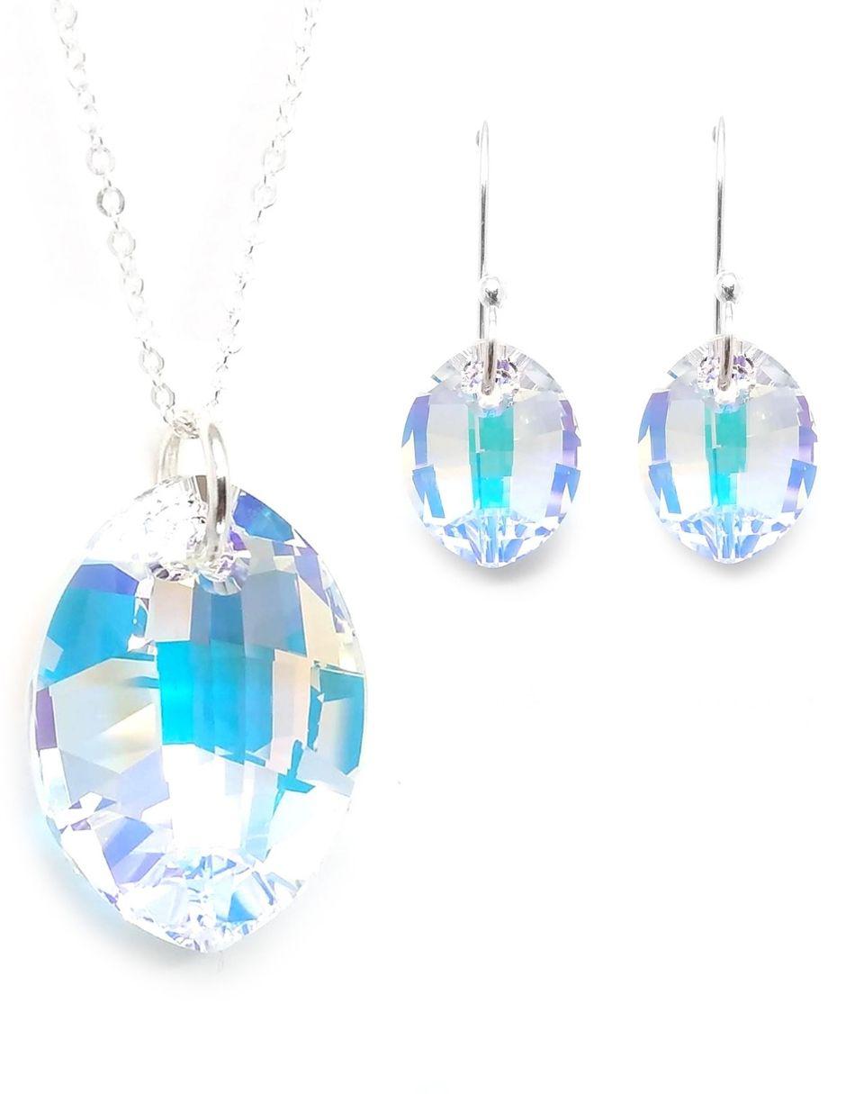 Aretes y collar p 925 cristal Aretes y collar p 925 cristal