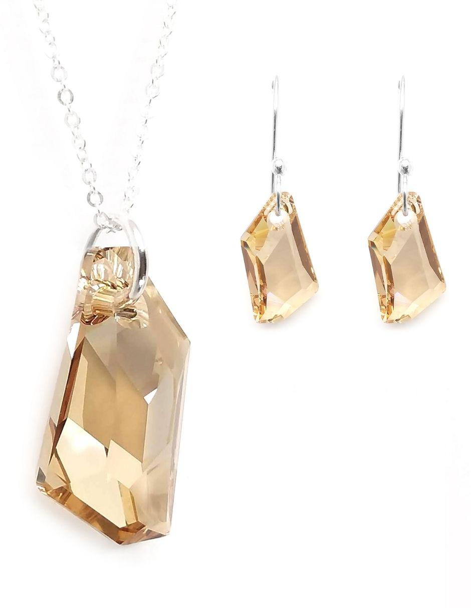 Aretes y collar p 925 cristal