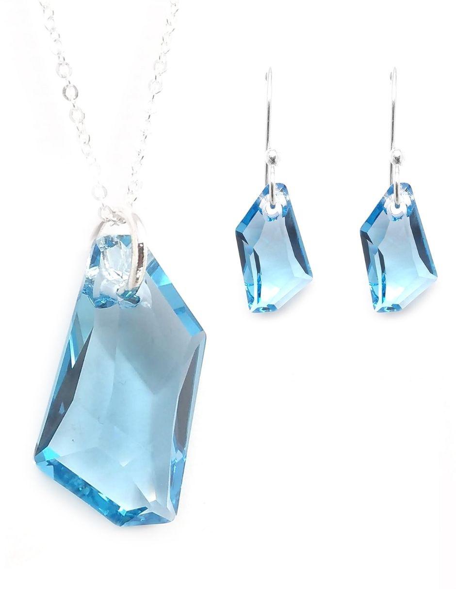 Aretes y collar p 925 cristal