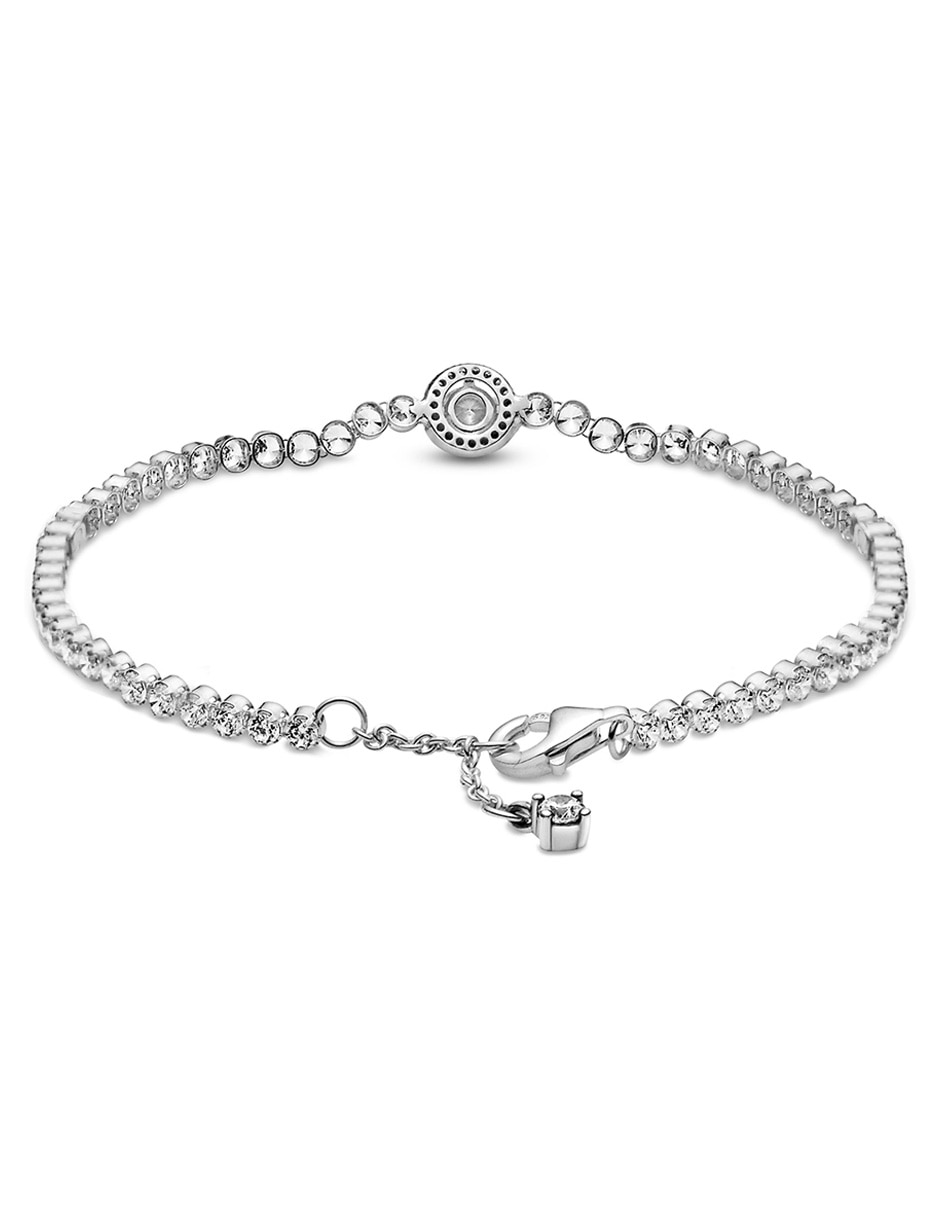 Brazalete de plata con zirconia acabado liso 2