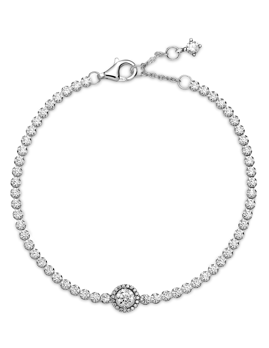 Brazalete de plata con zirconia acabado liso 3