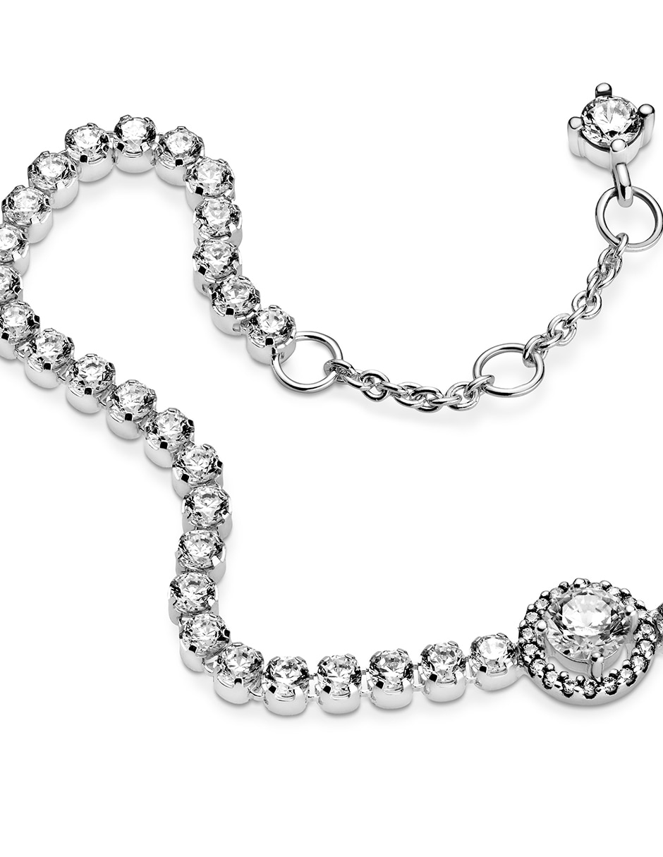 Brazalete de plata con zirconia acabado liso 4