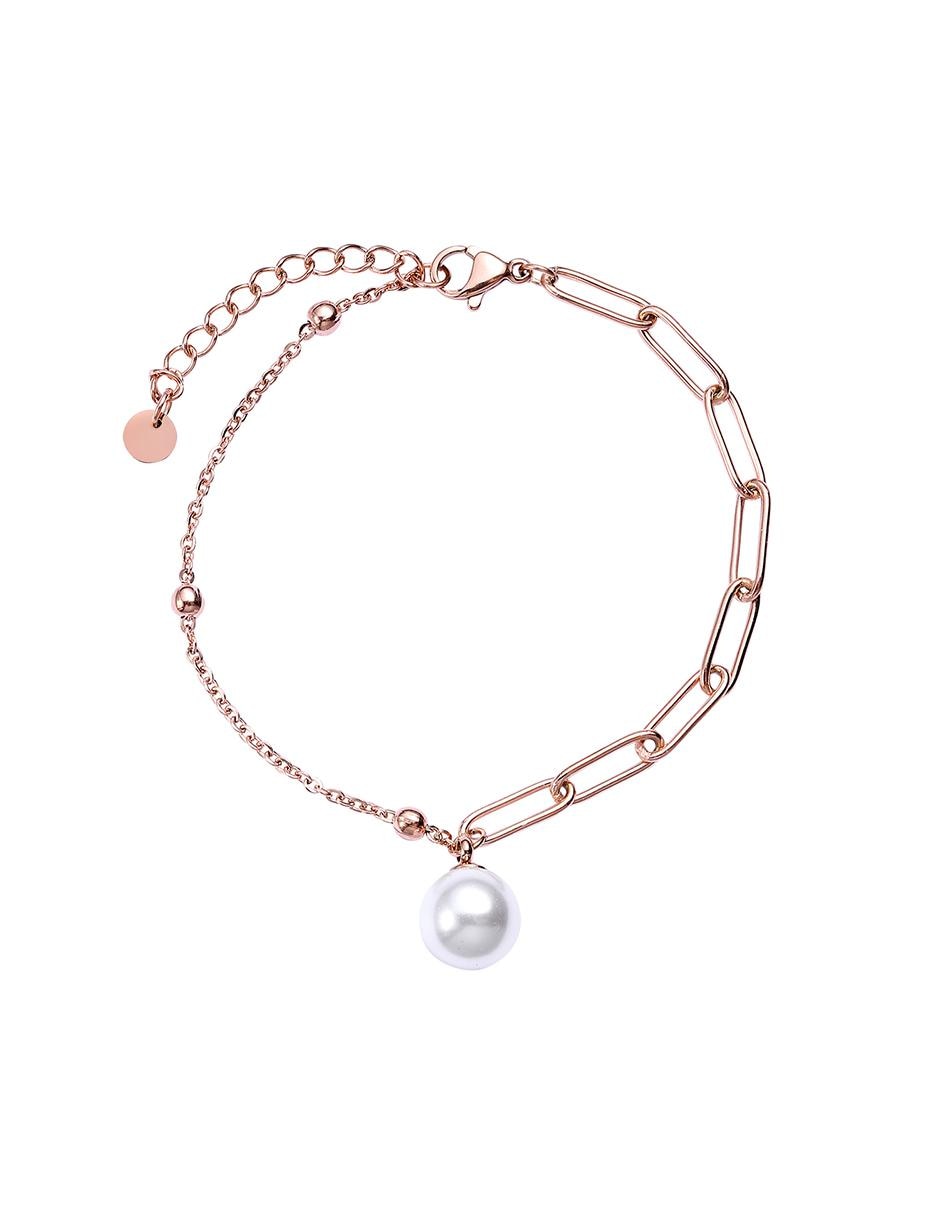 Pulsera con perla acabado baño de oro rosa 1
