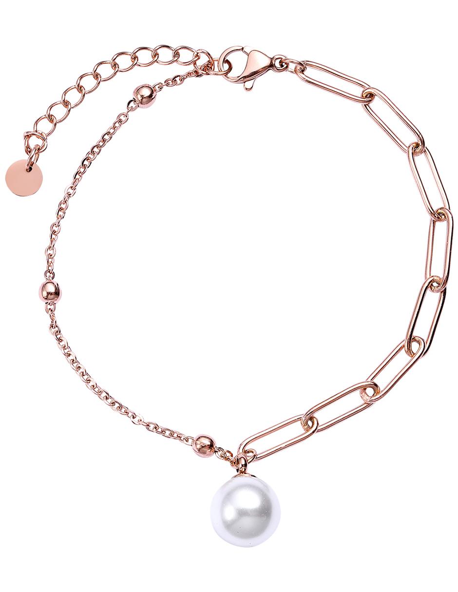 Pulsera con perla acabado baño de oro rosa 2