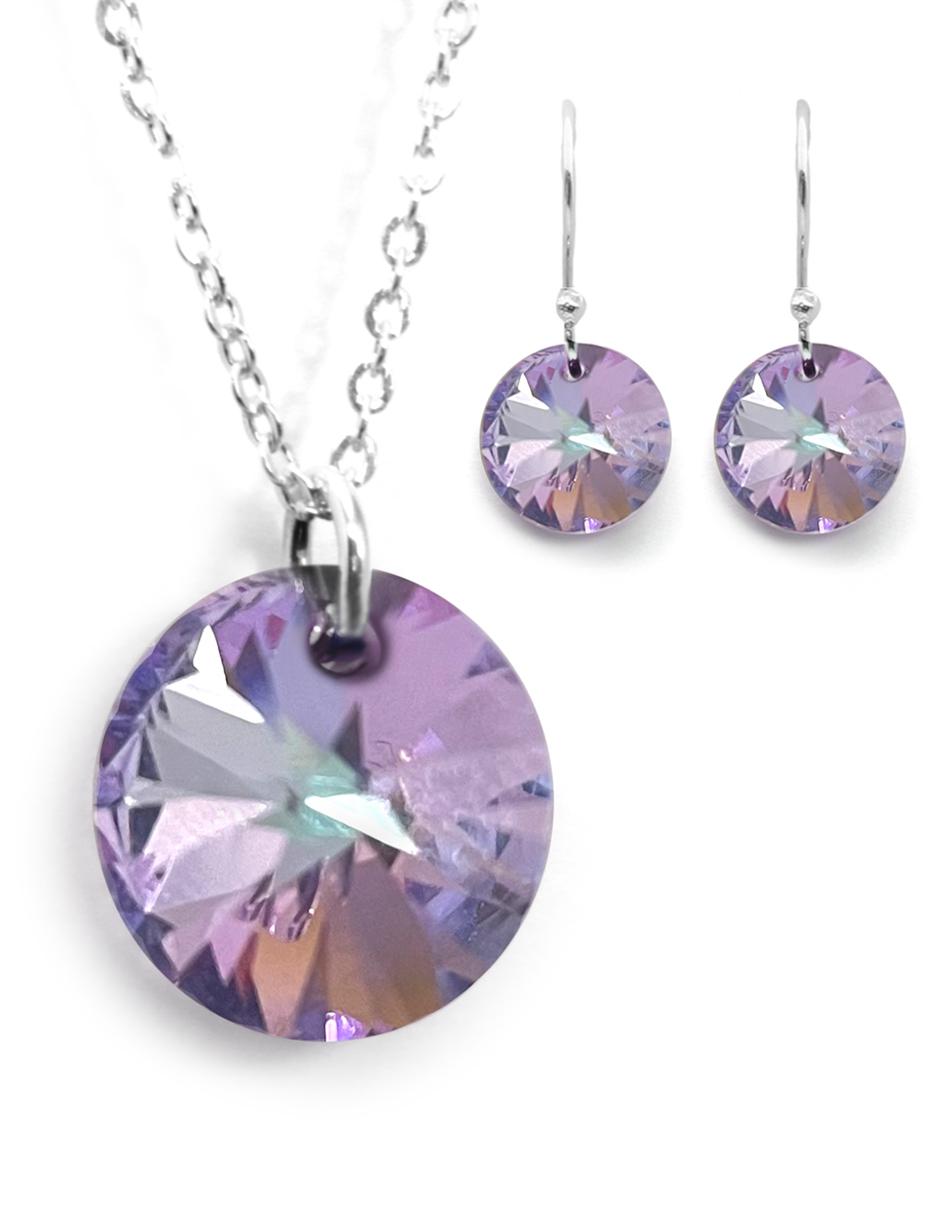 Aretes y collar p 925 cristal