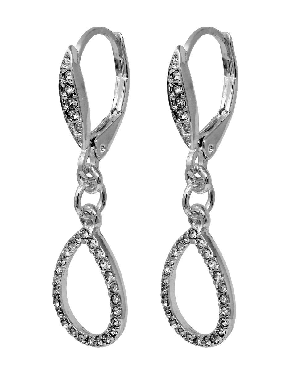 Aretes de gota con acabado brillante cristal 2
