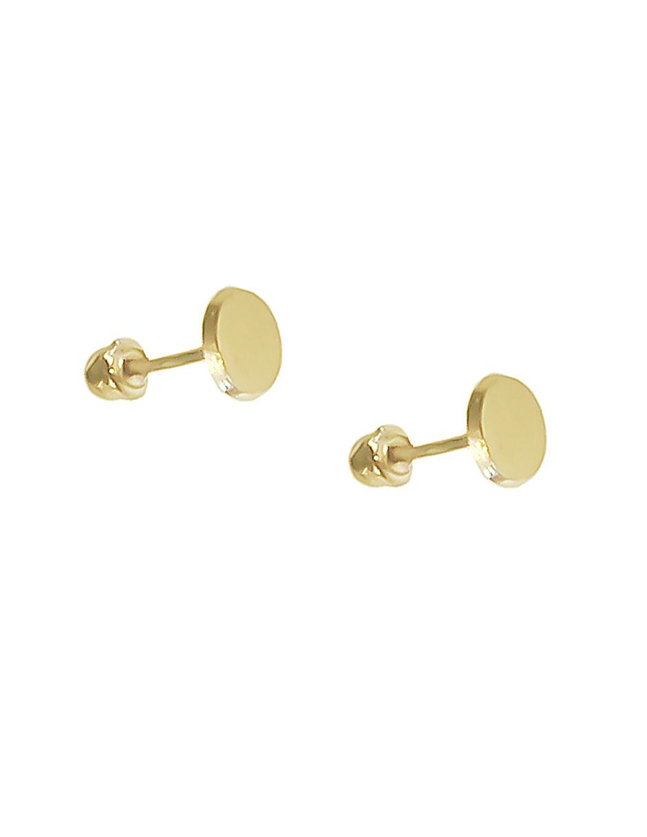 Aretes circulares de oro 10 K con acabado brillante 3
