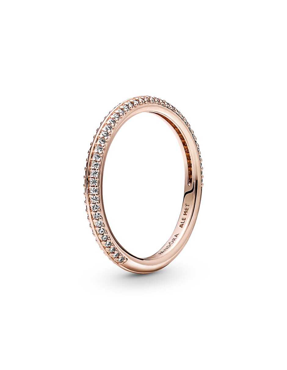 Anillo de plata P 925 diamante con acabado baño de oro rosa