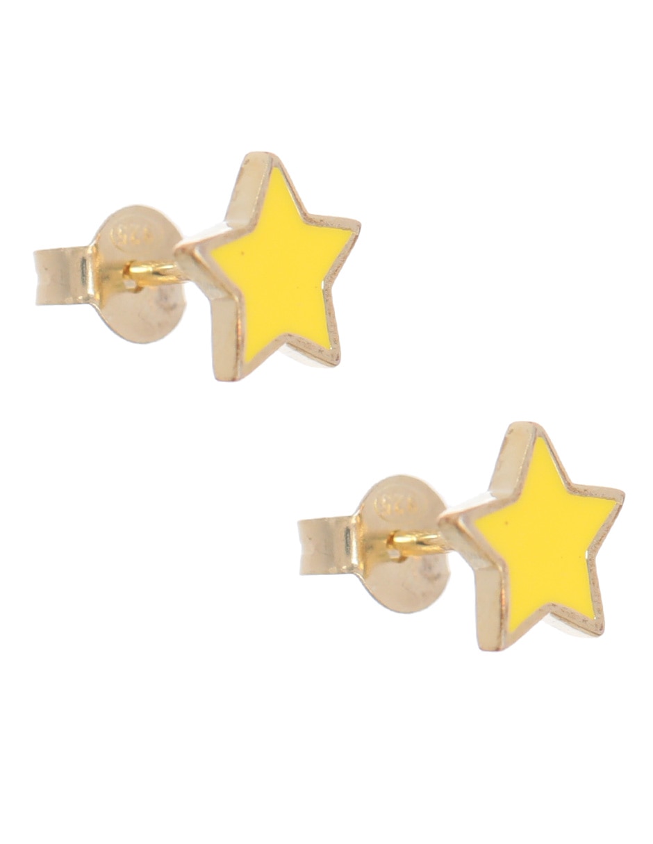 Broqueles de estrella de plata P 925 con acabado baño de oro semipreciosas 3