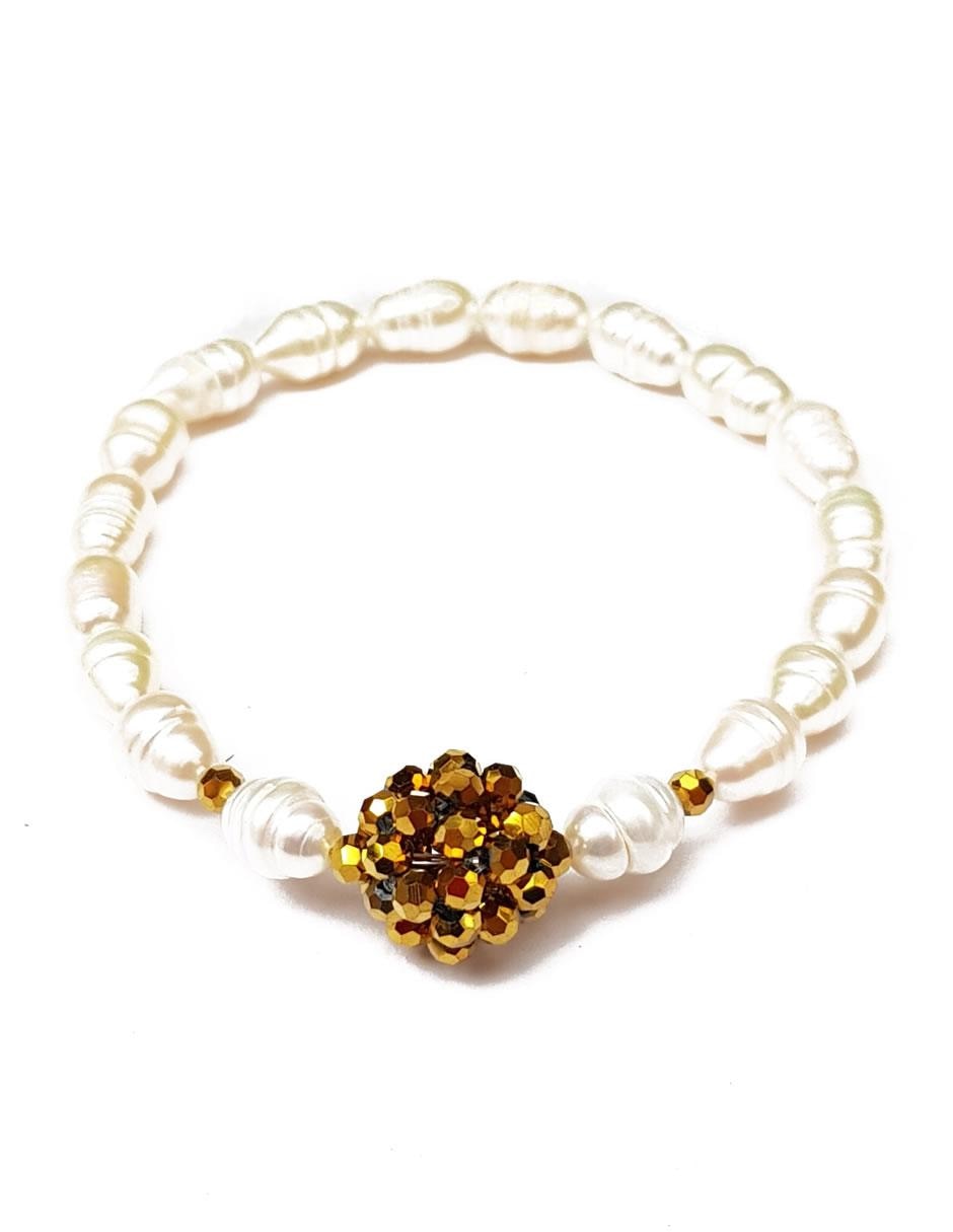 Pulsera con perla acabado liso Pulsera con perla acabado liso
