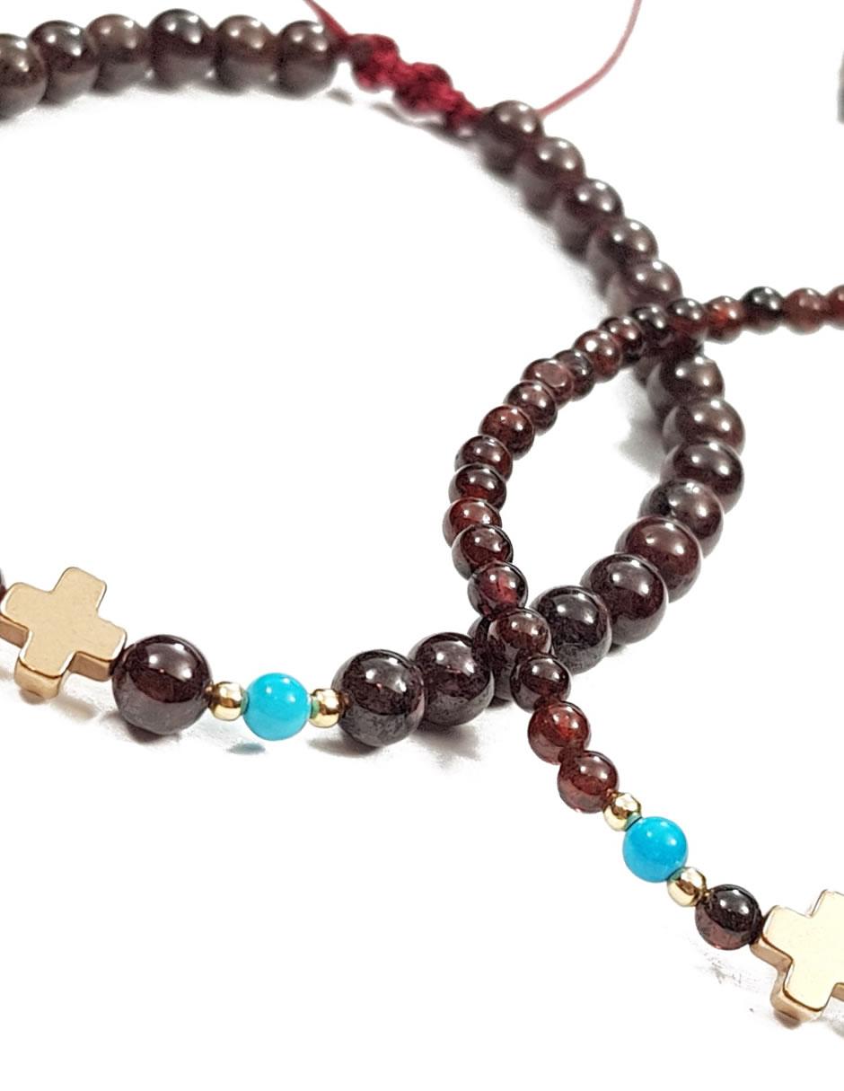 Set pulsera de oro laminado con cuarcita, granate y magnesita acabado brillante 2