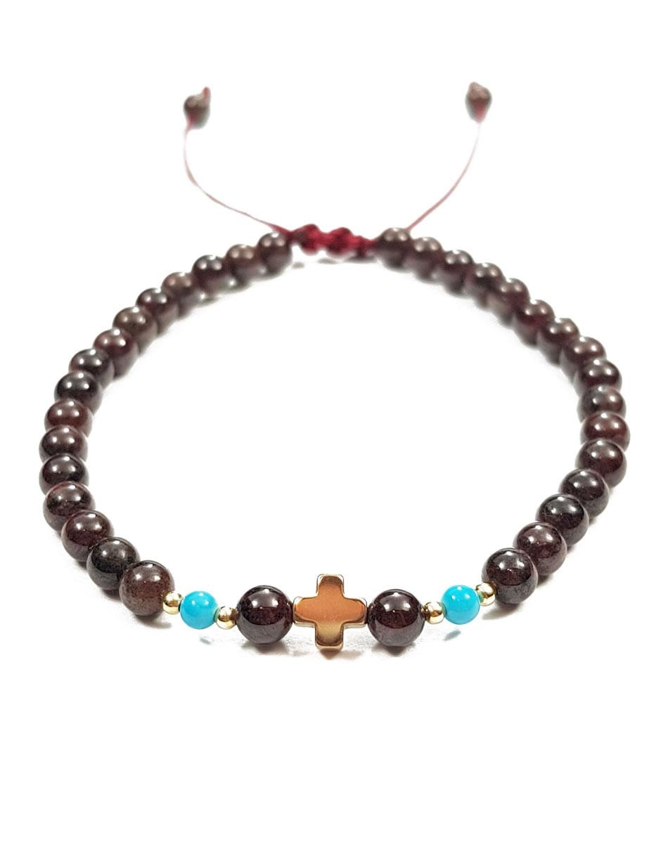 Set pulsera de oro laminado con cuarcita, granate y magnesita acabado brillante 3