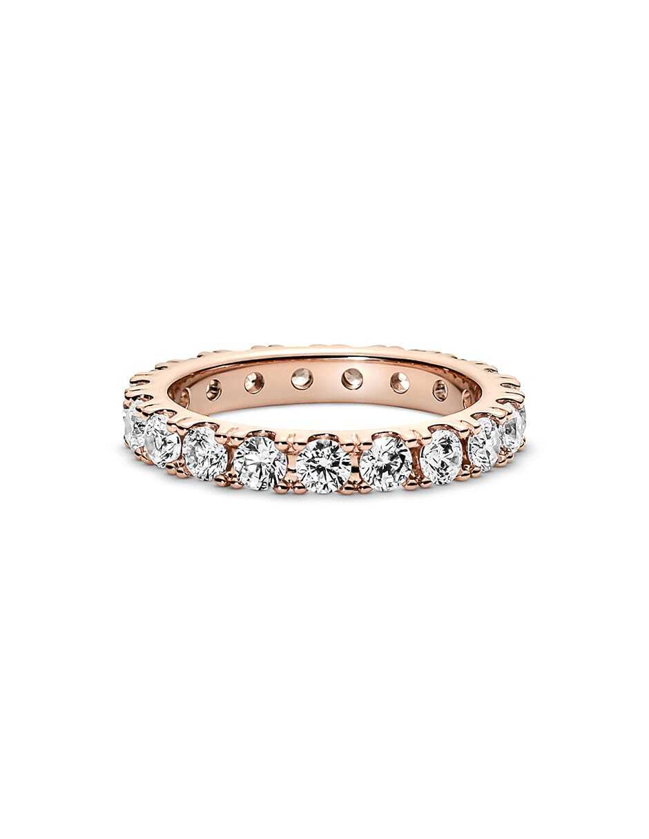 Anillo redondo Timeless de plata P 925 zirconia cúbica con acabado baño de oro rosa 4