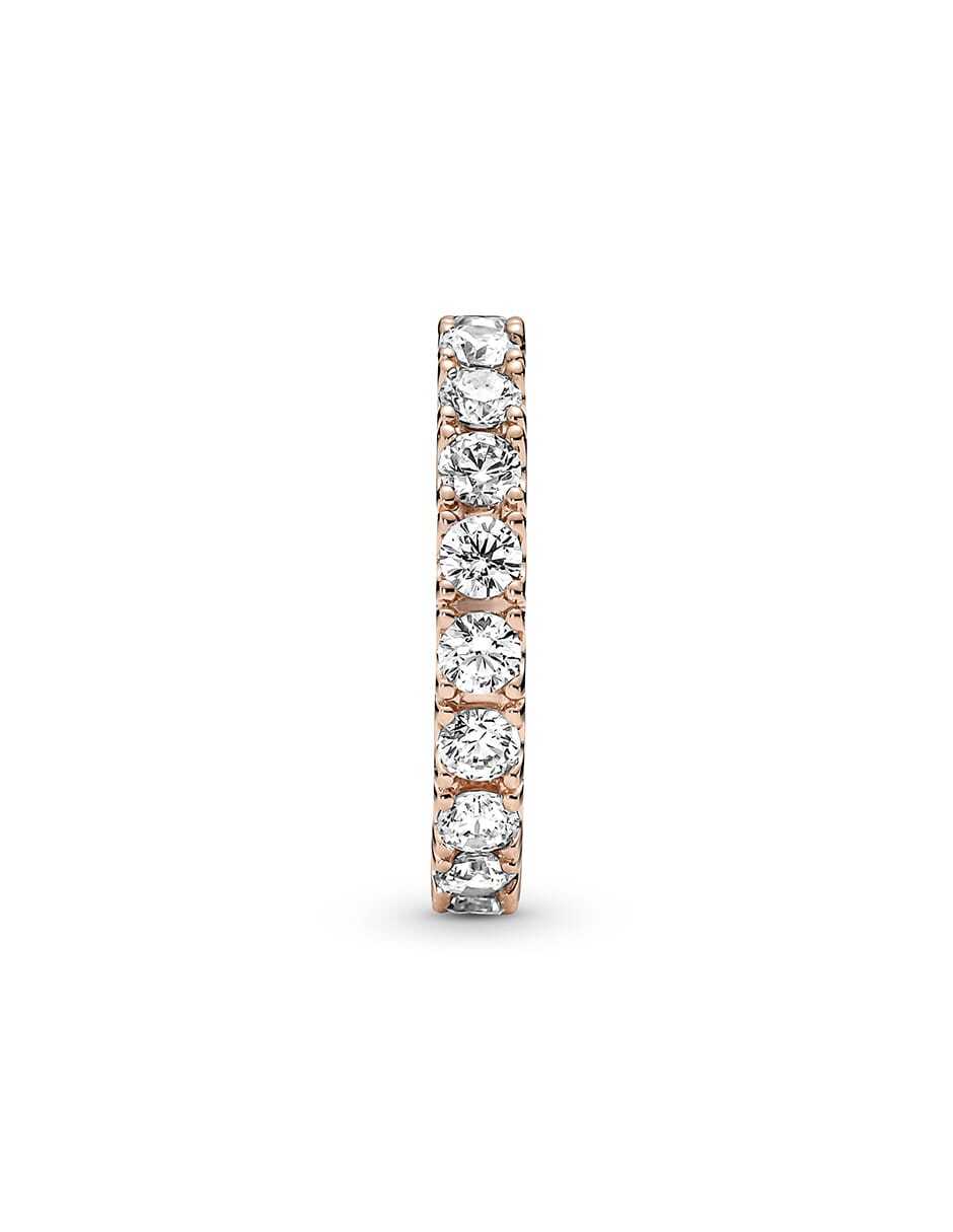 Anillo redondo Timeless de plata P 925 zirconia cúbica con acabado baño de oro rosa 3
