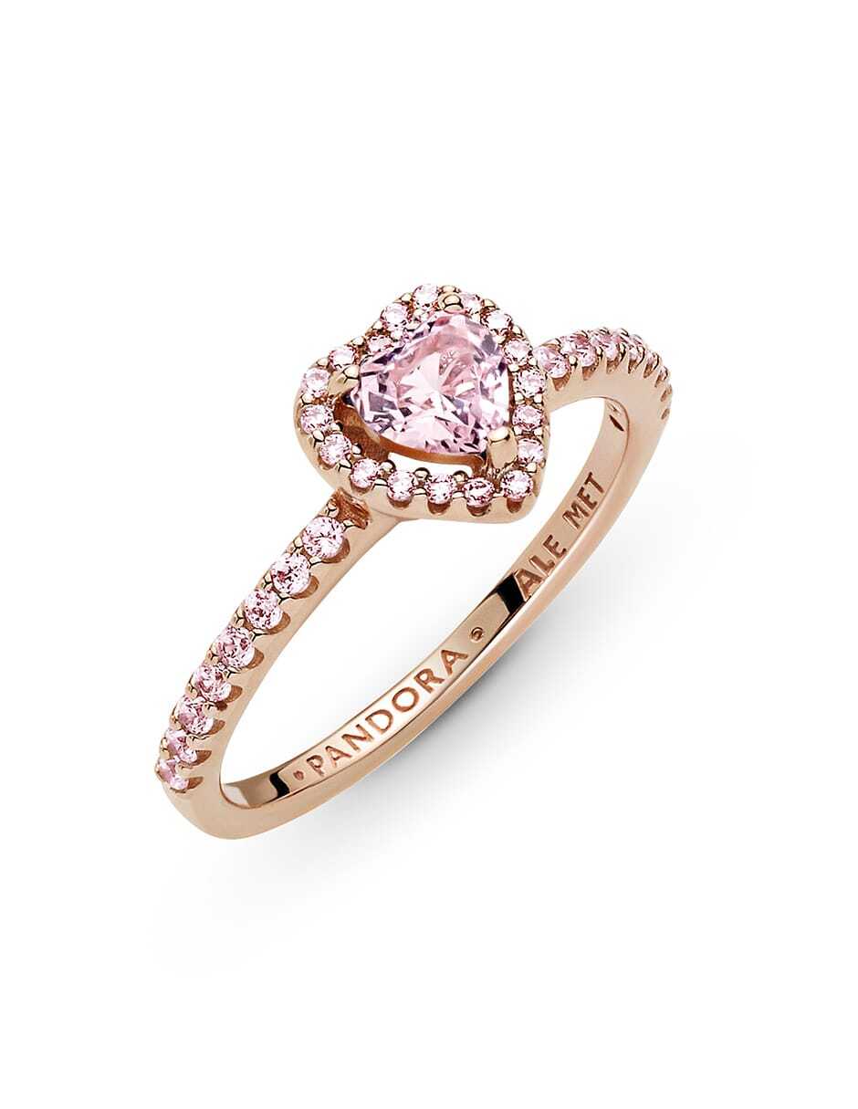 Anillo de corazón Timeless de plata P 925 zirconia cúbica con acabado baño de oro rosa