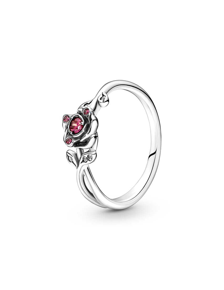 Anillo de flor Disney X de plata zirconia cúbica pulido