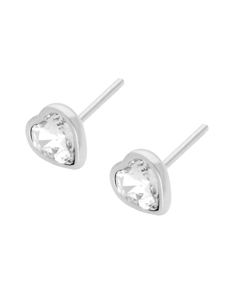 Broqueles de corazón con acabado brillante cristal 5