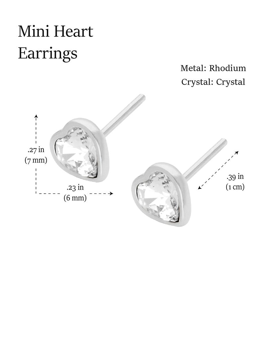 Broqueles de corazón con acabado brillante cristal