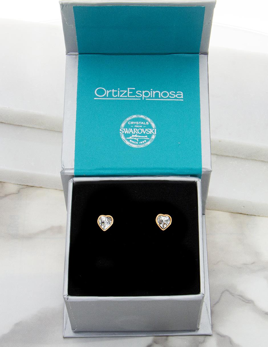 Broqueles de corazón Ortiz Espinosa con acabado brillante cristal