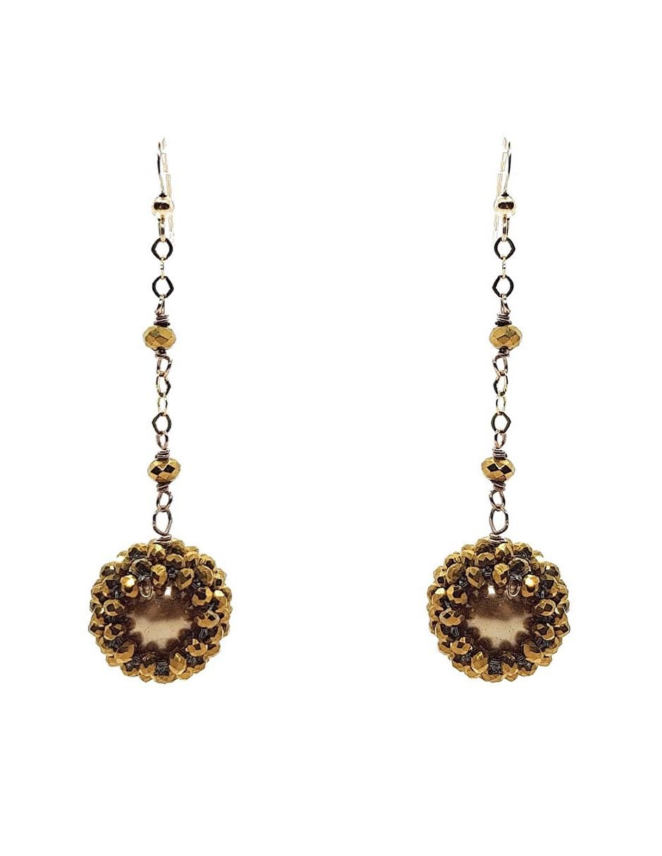Aretes de oro laminado con acabado brillante cristal Aretes de oro laminado con acabado brillante cristal
