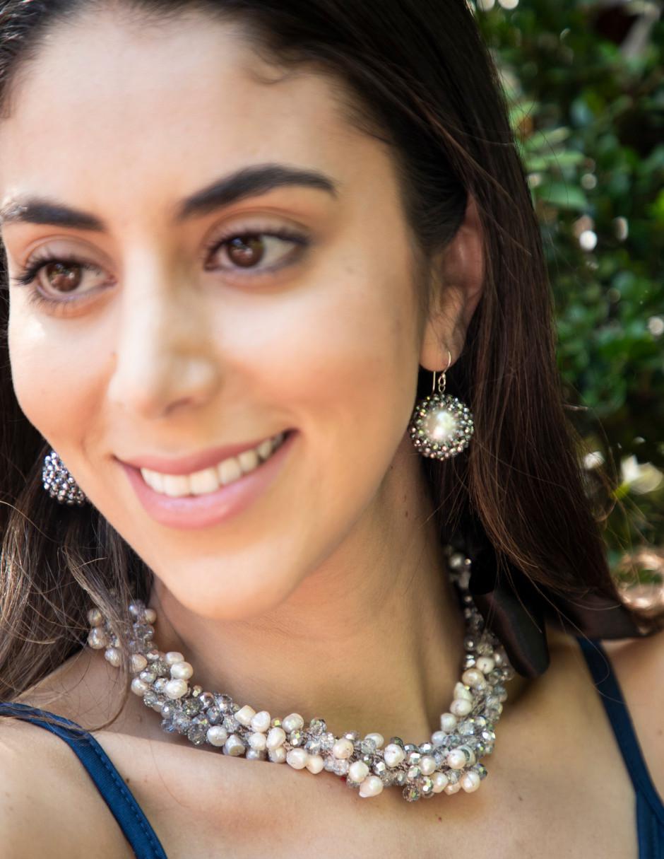 Aretes de plata con acabado brillante cristal 3