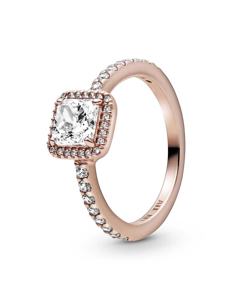 Anillo cuadrada Timeless de plata P 925 zirconia cúbica con acabado baño de oro rosa Anillo cuadrada Timeless de plata P 925 zirconia cúbica con acabado baño de oro rosa