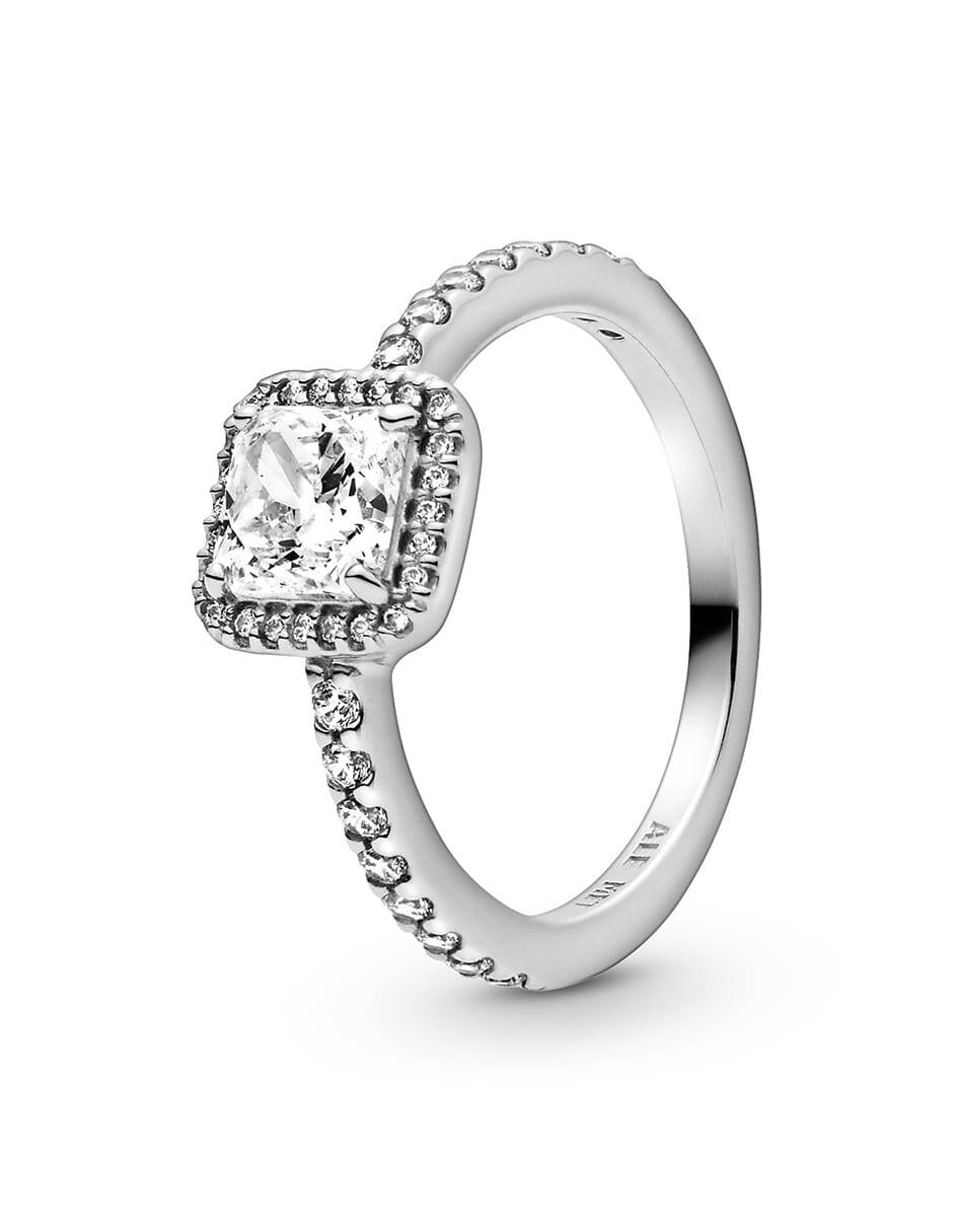 Anillo cuadrada Timeless P 925 de plata zirconia cúbica pulido