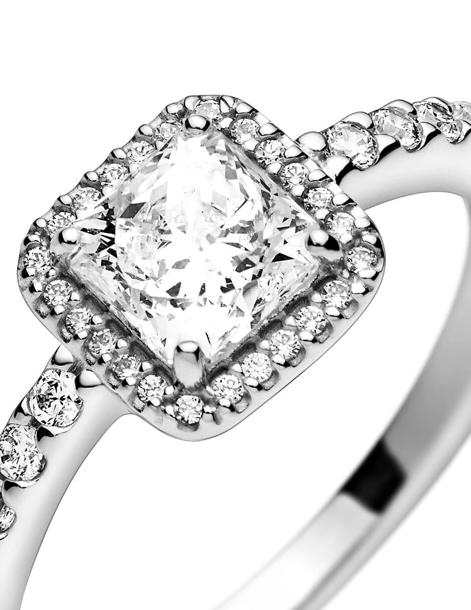Anillo cuadrada Timeless P 925 de plata zirconia cúbica pulido 6