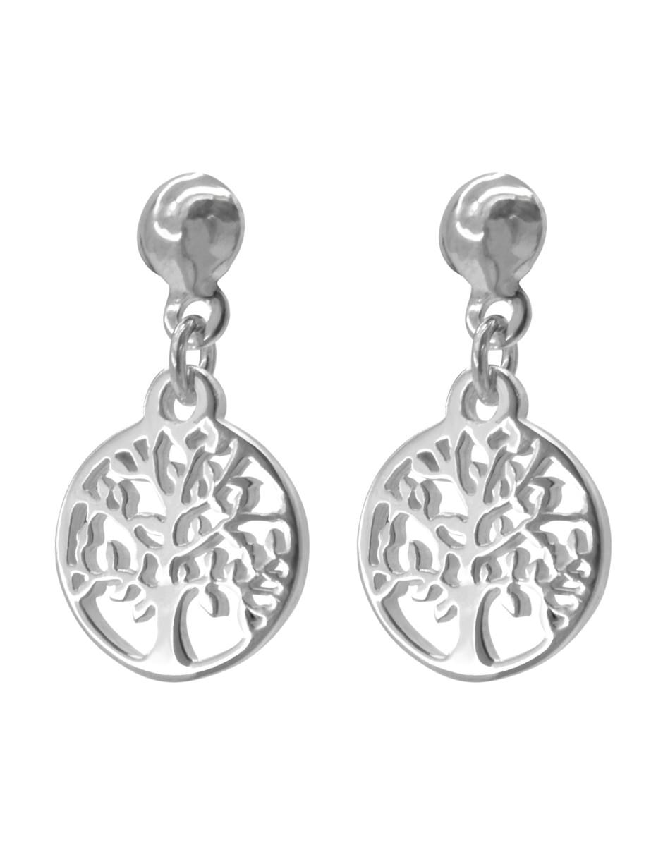 Broqueles de árbol de plata con acabado brillante