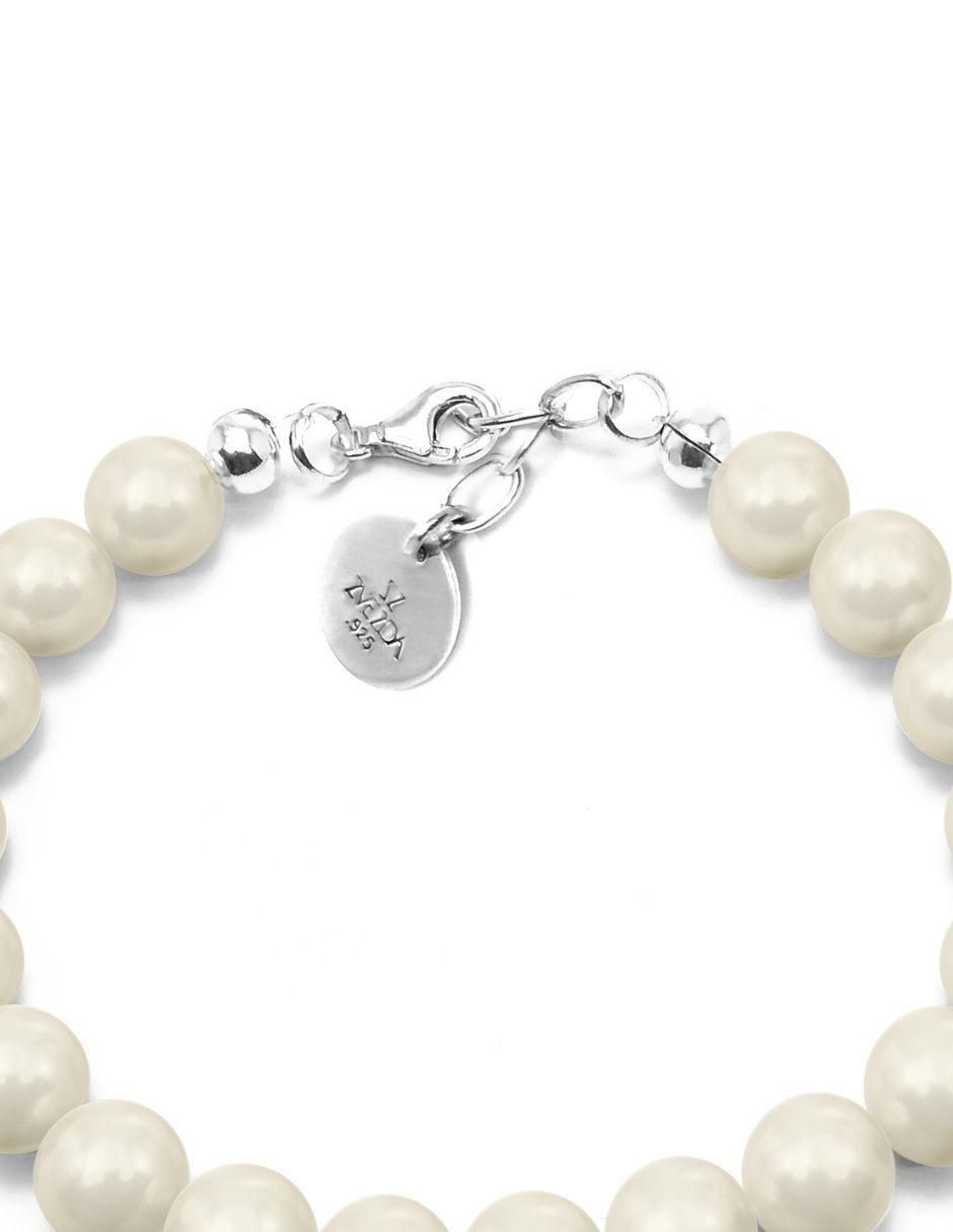 Pulsera de plata con perla acabado liso 2