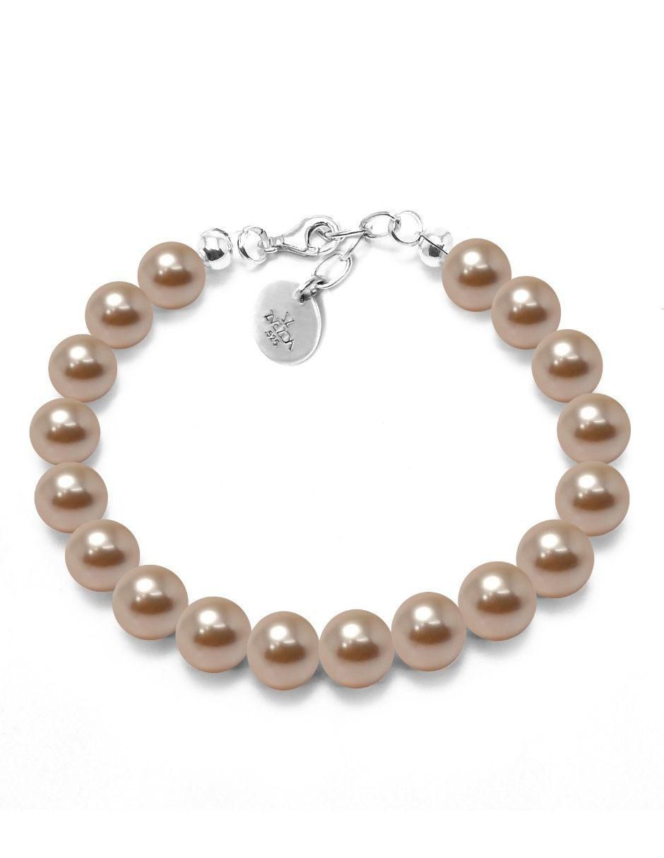Pulsera de plata con perla acabado liso Pulsera de plata con perla acabado liso