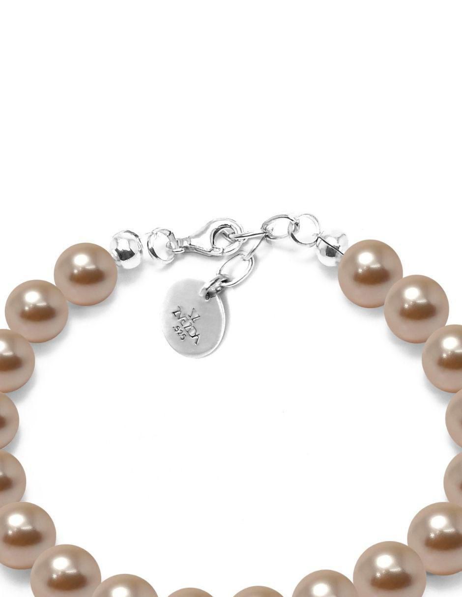 Pulsera de plata con perla acabado liso 2