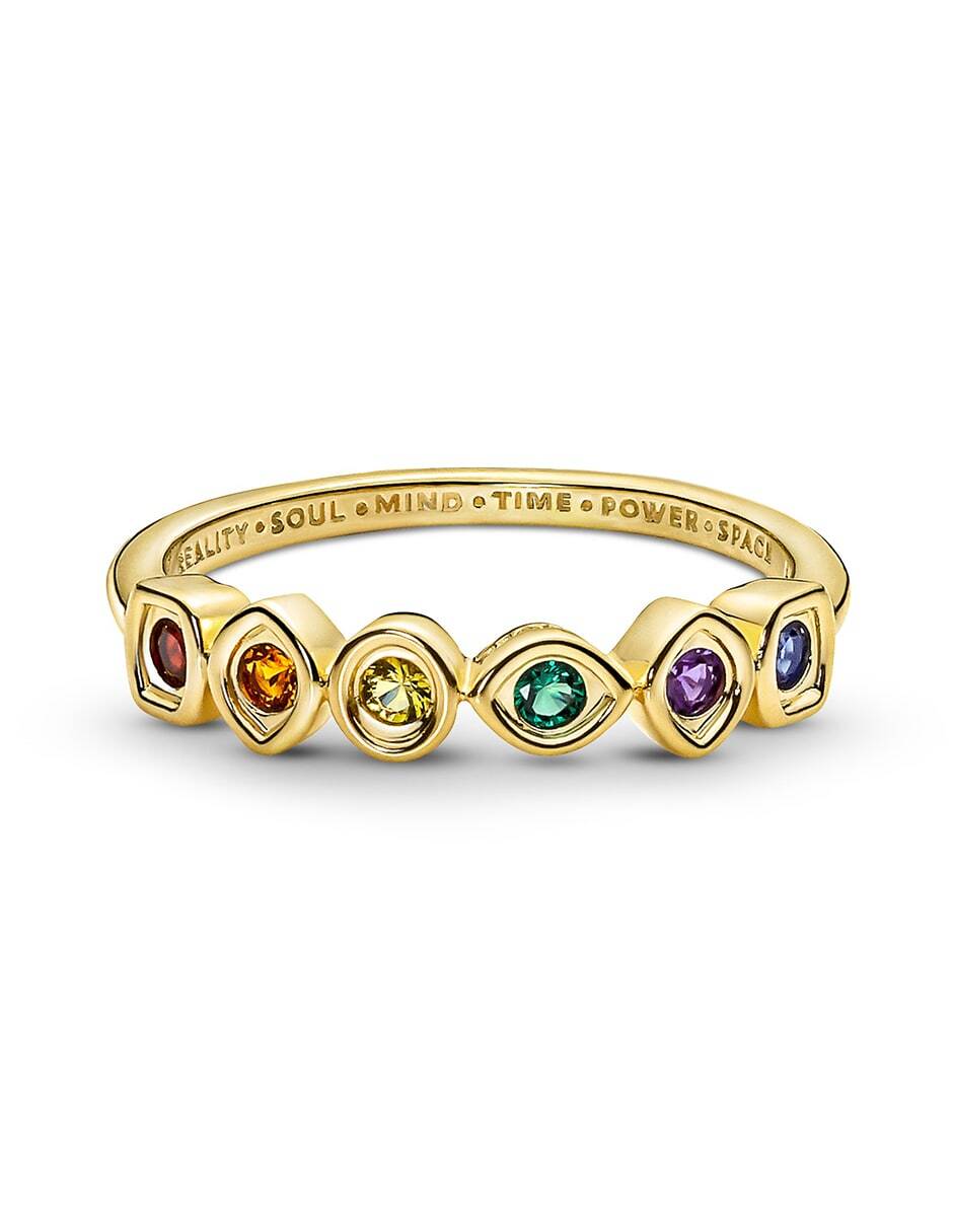 Anillo de corona Marvel X de plata P 925 cristal con acabado baño de oro