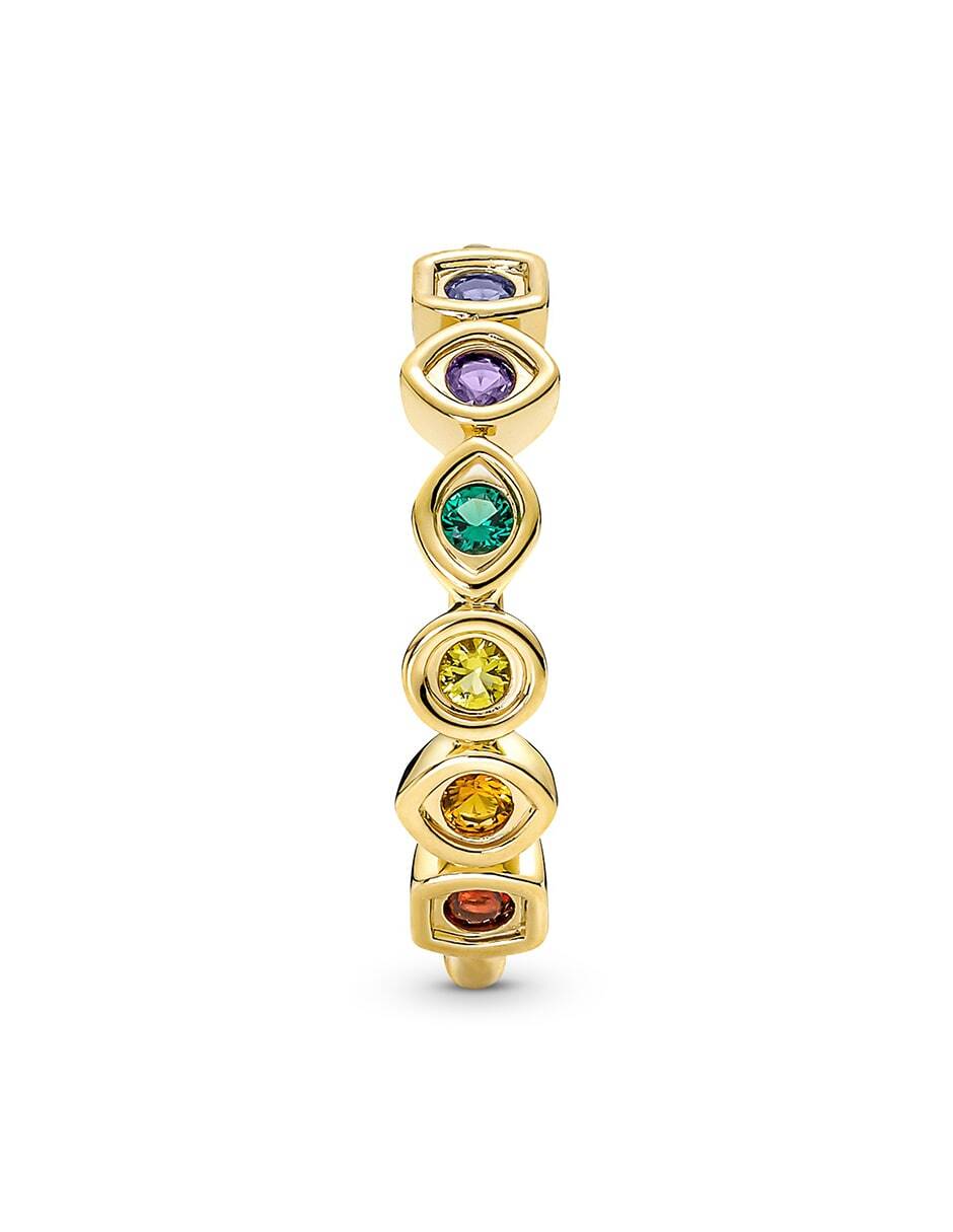 Anillo de corona Marvel X de plata P 925 cristal con acabado baño de oro