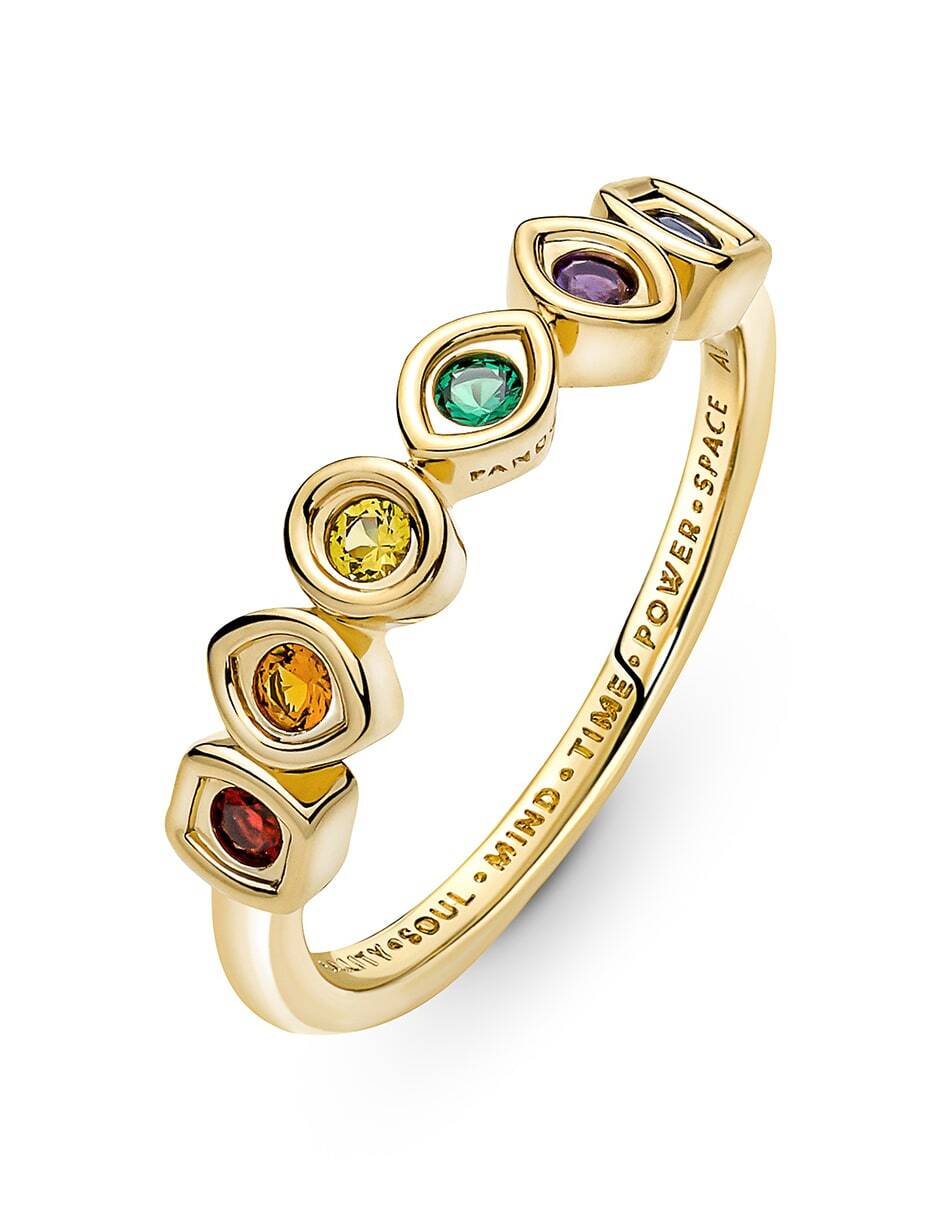 Anillo de corona Marvel X de plata P 925 cristal con acabado baño de oro