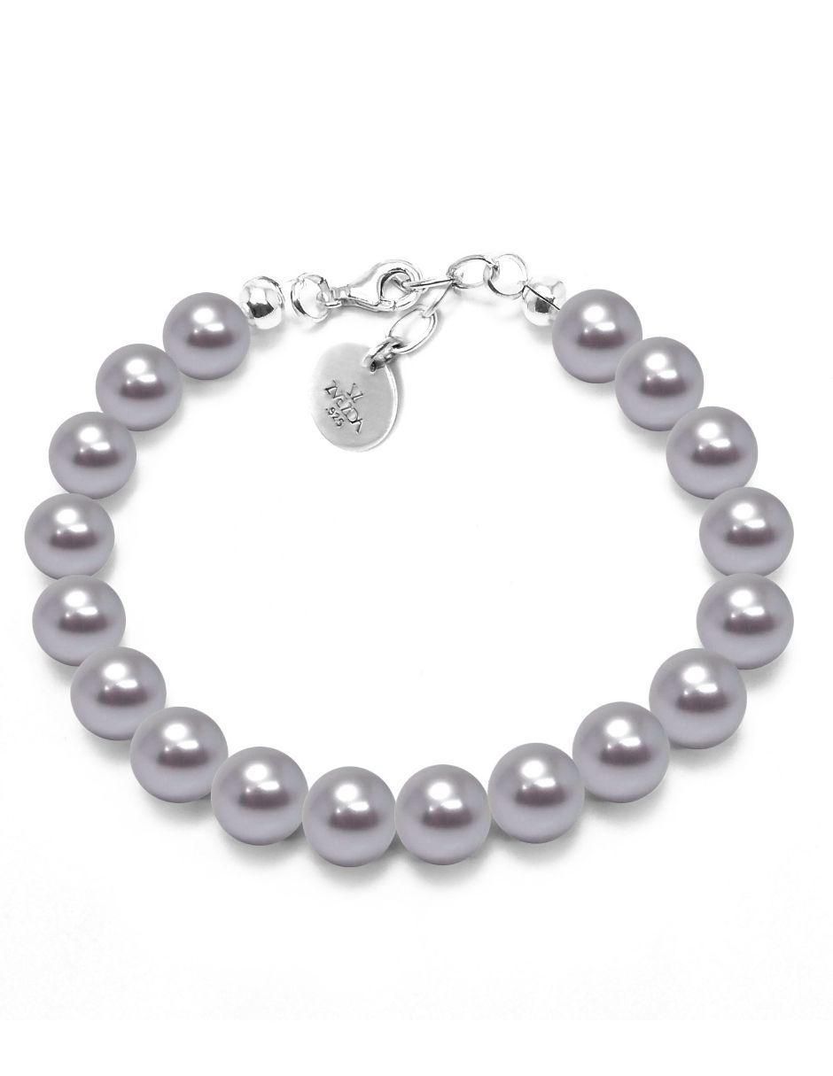 Pulsera de plata con perla acabado liso Pulsera de plata con perla acabado liso