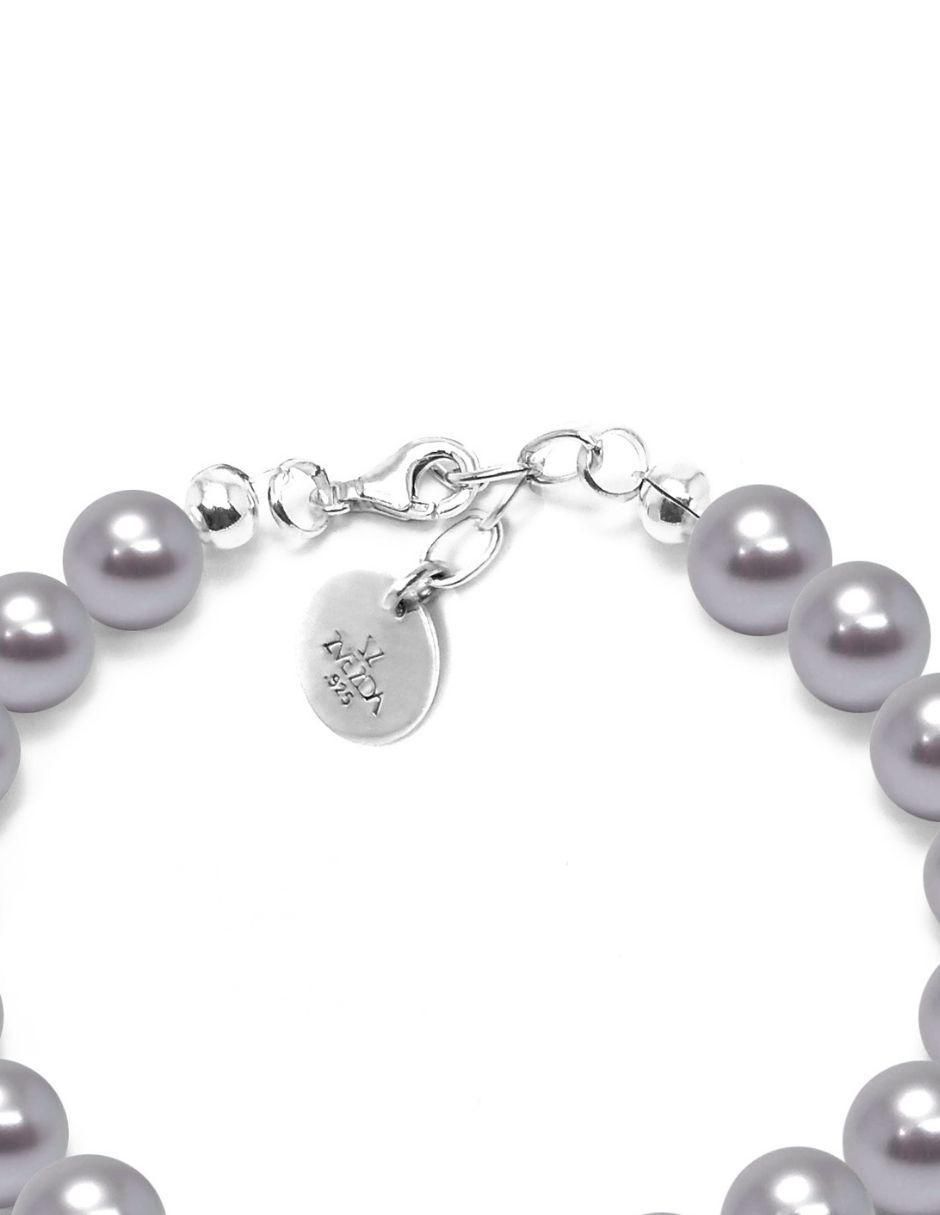 Pulsera de plata con perla acabado liso 2