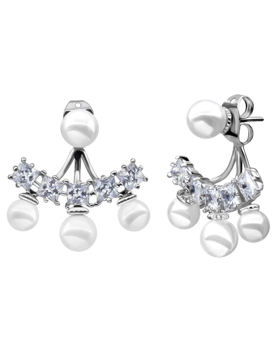 Broqueles de oro blanco con acabado brillante cristal Broqueles de oro blanco con acabado brillante cristal