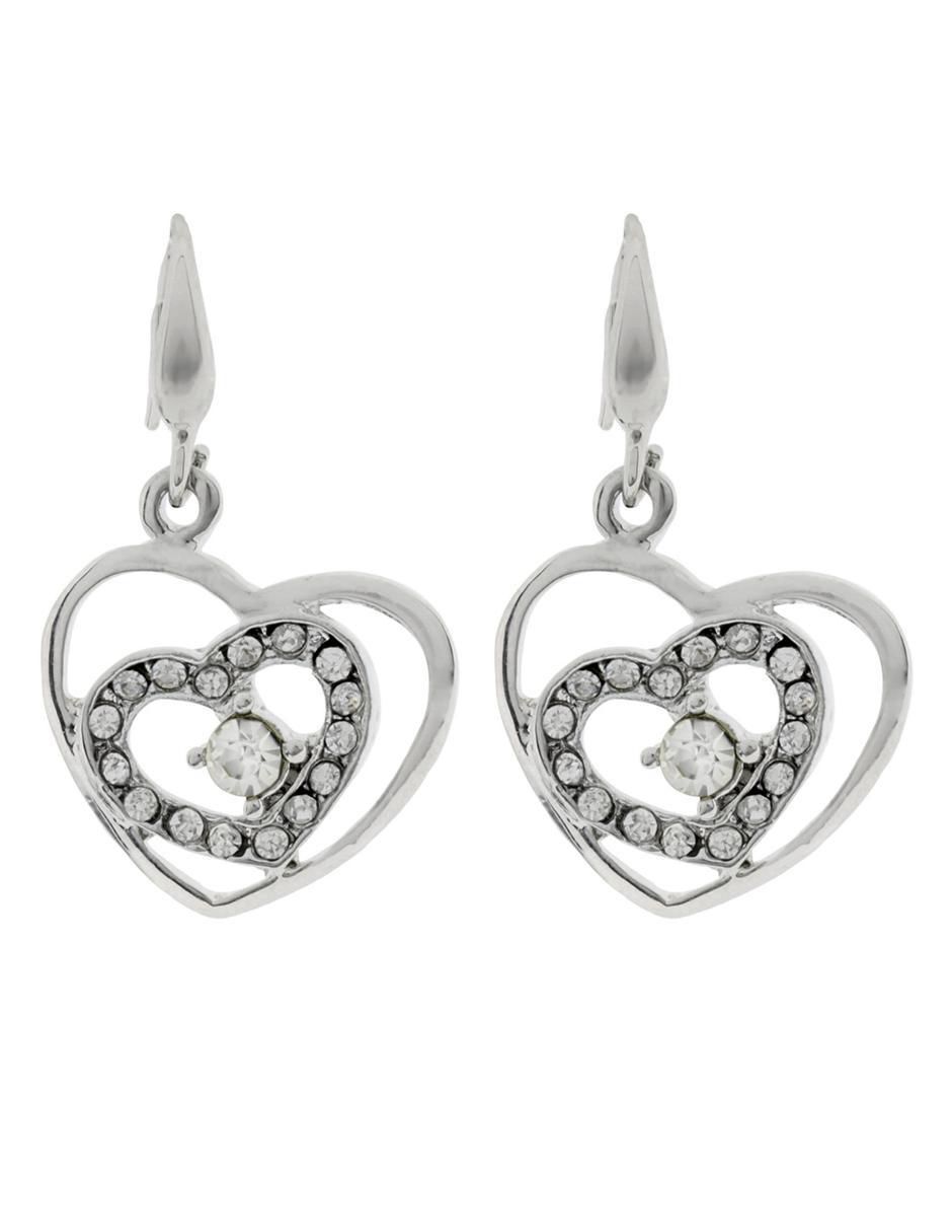 Aretes de corazón con acabado brillante cristal