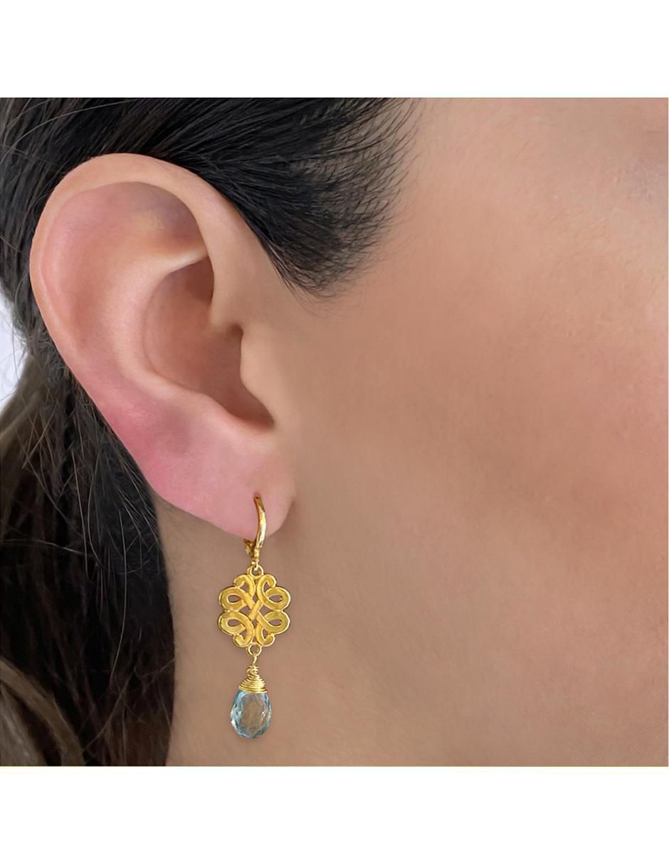 Aretes de gota con acabado brillante topacio