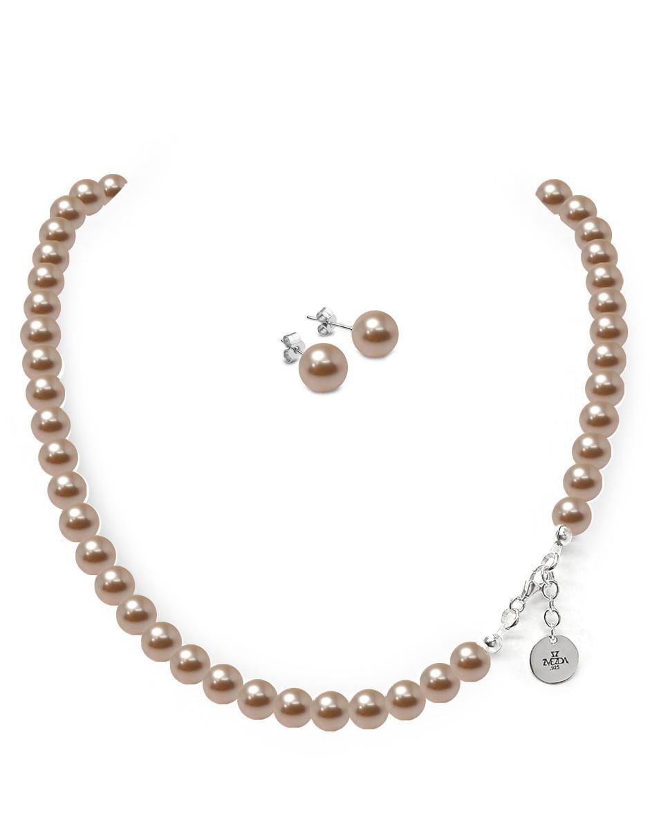 Aretes y collar redondo Pearls de plata p 925 2